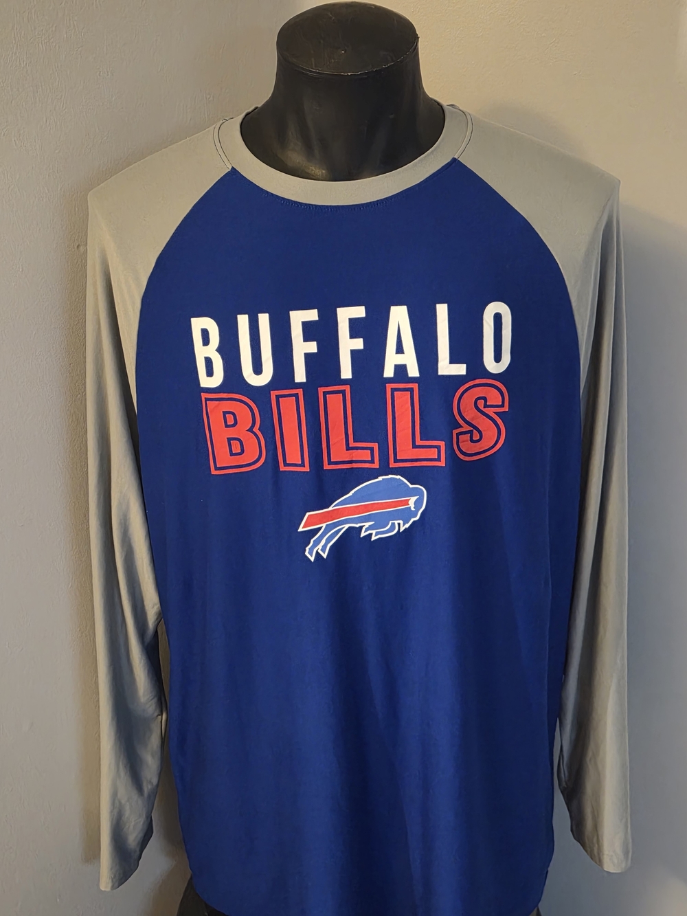 Buffalo Bills NFL Men's Long Sleeve Raglan Tee - Royal Blue & Gray